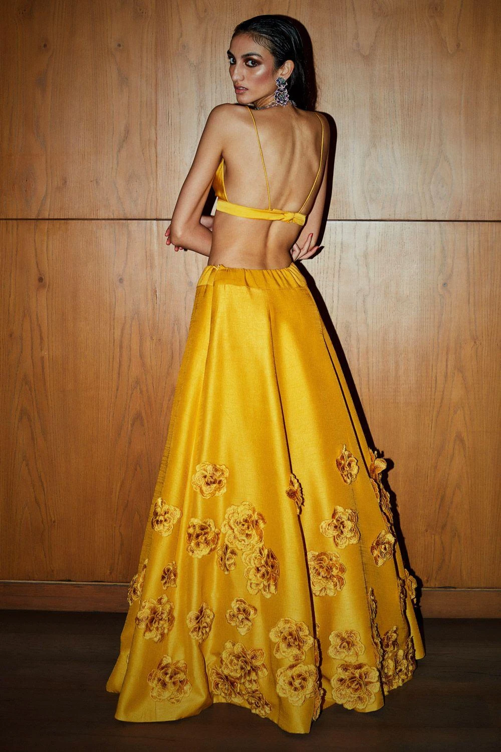 Varun Bahl Yellow Applique Lehenga Set 2 Varun Bahl Yellow Applique Lehenga Set - Image 2