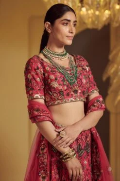 Varun Bahl Rose Pink Embroidered Lehenga -Outlet Spiffy Fits Store vbcw20lh 026 3