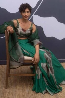 YAM Green Floral Printed Blouse