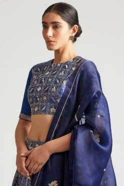 Kshitij Jalori Kali Sapphire Lehenga Set With Embroidered Dupatta -Outlet Spiffy Fits Store zanzibar10 kalidu 3